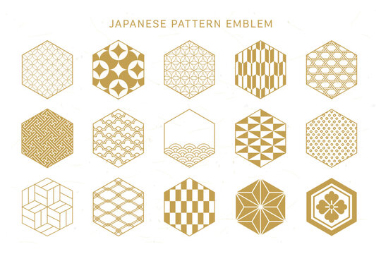 シンプルな和柄フレームセット／六角形デザイン