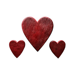 Fototapeta premium Three red hearts, one large and two small, displayed on a solid black backdrop