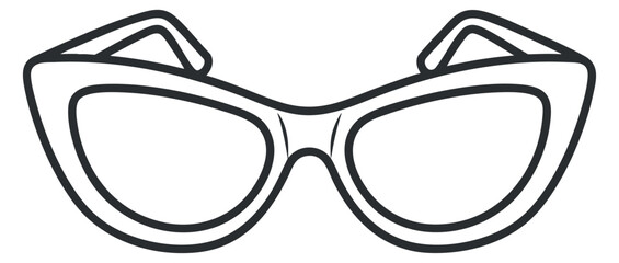 A pair of cat-eye sunglasses in minimalist outline vector style, ideal for fashion and accessory branding