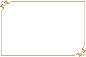 Elegant Gold Ornate Vintage Frame Border with Decorative Corners on Transparent Background. 1484