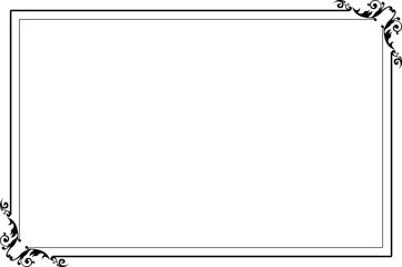 Elegant Black Ornate Vintage Frame Border with Decorative Corners on Transparent Background. 1478