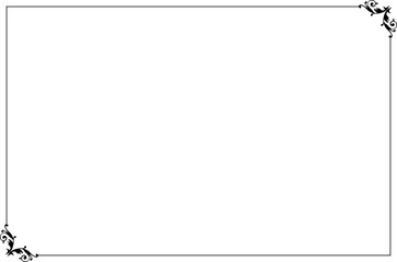 Elegant Black Ornate Vintage Frame Border with Decorative Corners on Transparent Background. 1480