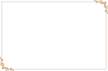 Elegant Gold Ornate Vintage Frame Border with Decorative Corners on Transparent Background. 1481