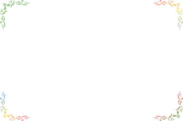 Elegant Gradient Colors Ornate Vintage Frame Border with Decorative Corners on Transparent Background. 1483