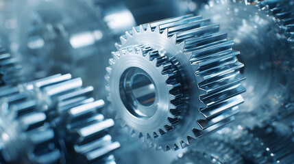 precision metal gears closeup industrial machinery, steel gear wheels in mechanical engineering, high precision industrial gears macro view
