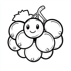 A bunch of cartoon grapes with a happy face looking towards the viewer.