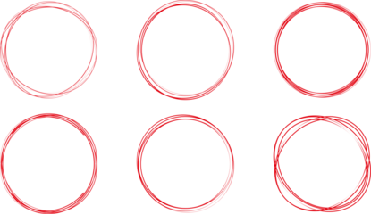 Hand Drawn Circular Scribble Line Set with Rough Sketchy Round Shapes for Message Notes, Graffiti Style Doodle Design Elements in Vector Illustration