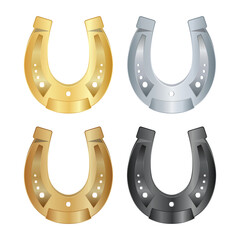 Shiny Gold and Silver Horseshoe Vector Illustration