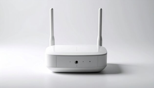 White Wireless Router on White Background for Internet Connectivity. - Powered by Adobe