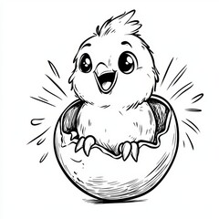 Adorable chick emerging from its eggshell, a heartwarming scene of new life.