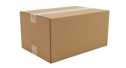 Brown cardboard box isolated on transparent background