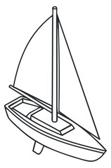 A sailboat with a triangular sail in minimalist outline vector style, suitable for nautical-themed designs and branding