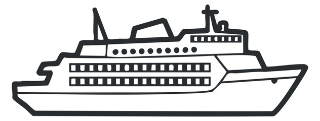 Obraz premium A cruise ship illustration in outline minimalist vector style, suitable for travel and tourism themes