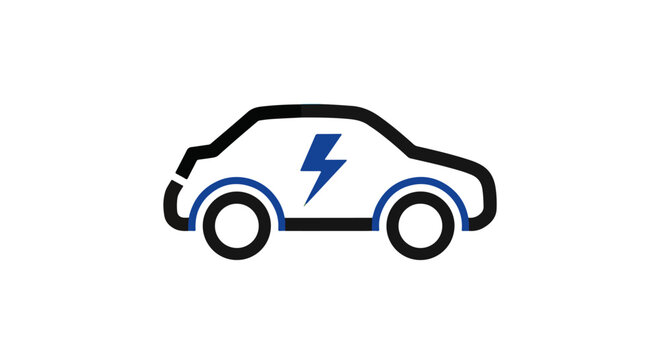 Black Electric Car Logo Design &ndash; Modern EV Vehicle Symbol with Energy and Sustainability Concept