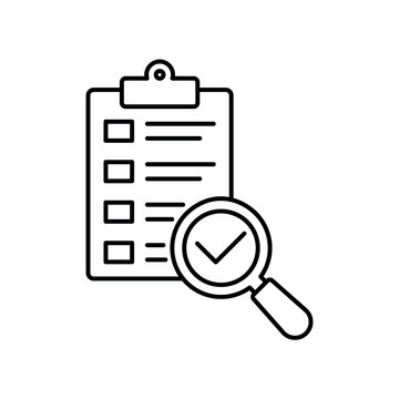 A crisp line icon representing the Testing and quality assurance phase, perfect for research, inspection, and verification processes.