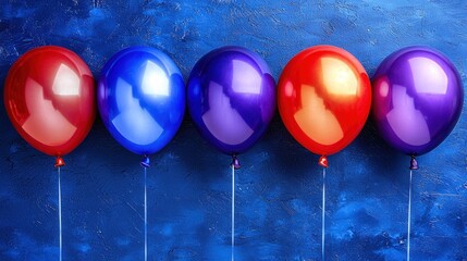 Vibrant balloons on a blue textured backdrop