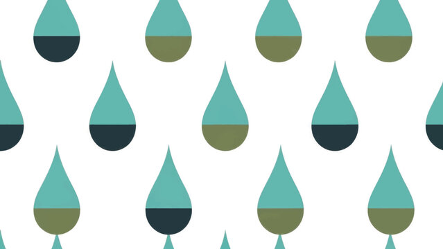 Seamless pattern with stylized rain drops. Modern geometric vector illustration. Minimalist two-tone droplet background design