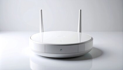Sleek White Wireless Router on a Clean White Surface.