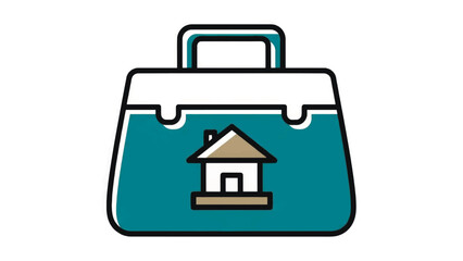 Home repair and real estate toolbox icon. Simple flat design vector illustration. Symbol for construction, maintenance, and handyman services