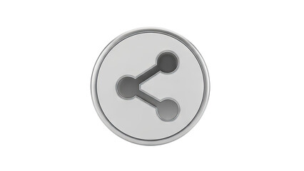 Modern 3D Share Icon with Chrome Finish on White Background