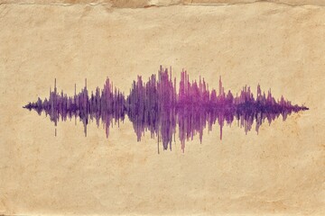 Abstract sound wave graphic on textured vintage paper