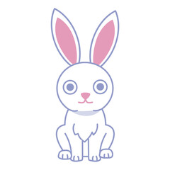 Cute rabbit or bunny animal on white background.Mascot or character.Cartoon drawing for baby fashion.Happy Easter day.Sign, symbol, icon or logo isolated.Flat design.Graphic.Vector illustration.