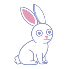 Cute rabbit or bunny animal on white background.Mascot or character.Cartoon drawing for baby fashion.Happy Easter day.Sign, symbol, icon or logo isolated.Flat design.Graphic.Vector illustration.