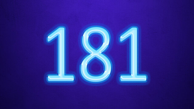 Glowing blue number design of 181 on blue background.