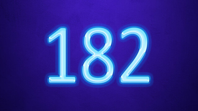 Glowing blue number design of 182 on blue background.