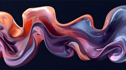 Vibrant Abstract Fluid Ribbon Of Colorful Waves Across Dark Background For Modern Design
