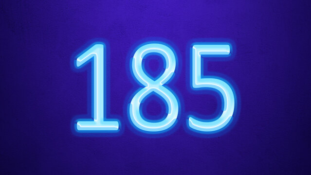Glowing blue number design of 185 on blue background.