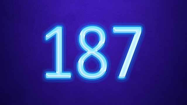 Glowing blue number design of 187 on blue background.