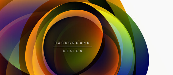 Fototapeta premium Abstract colorful layers create dynamic circular design. Modern background suitable for presentations, graphics, branding. Vibrant hues blend seamlessly.