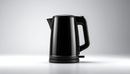 Sleek Black Electric Kettle on White Background.