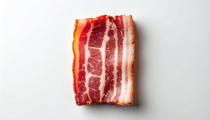 Single Slice of Delicious Bacon on a White Background.