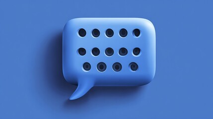 Blue chat bubble icon with braille dots on blue background, symbolizing communication and accessibility in modern style.