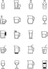 A collection of 20 small black and white icons or symbols