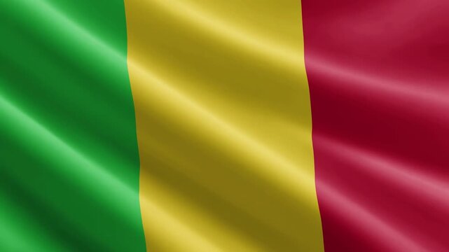 Mali Waving Flag Animation with Realistic Silk Texture Loop