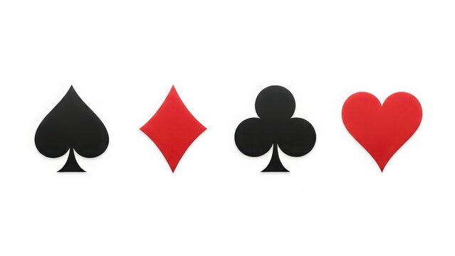 Four playing card suits symbols on white background