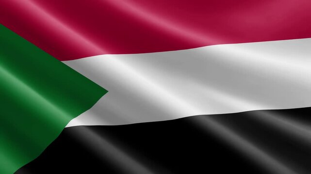 Sudan Waving Flag Animation with Realistic Silk Texture Loop