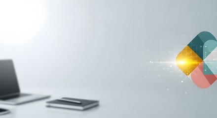 A 3d illustration of a warning sign displayed on a computer screen and laptop keyboard within a modern business room designed for an internet technology presentation