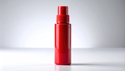 Red Spray Bottle on White Background for Product Mockup.