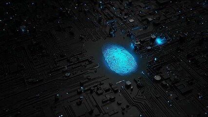 Digital fingerprint scanning on circuit board abstract security concept - Powered by Adobe