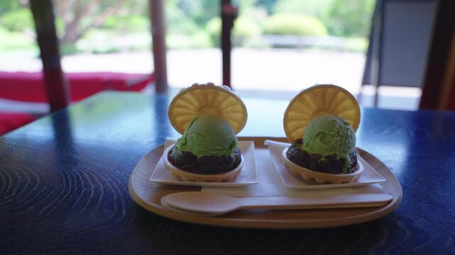 Japanese Wagashi, Sweets with Azuki Beans and Matcha Icecream, Tokyo