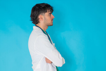 young doctor in uniform with stethoscope