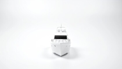 Monochrome Toy Boat on White Background for Minimalist Aesthetic.