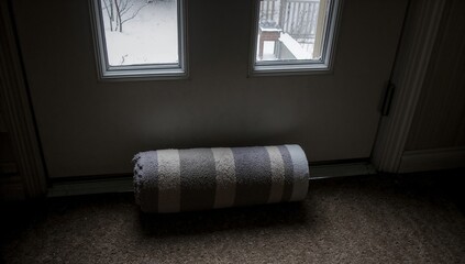 Striped Draft Stopper at Door