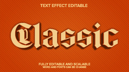3d text effect classic vector editable