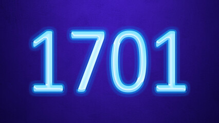 Glowing blue number design of 1701 on blue background.
