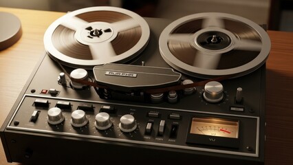 Vintage reel-to-reel tape recorder capturing the essence of analog sound reproduction